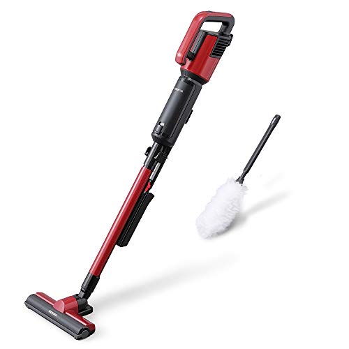 掃除機 静電モップ付き アイリスオーヤマ 極細軽量 スティッククリーナー 2Way 立てかけ収納 レッド IC-SBA6-R